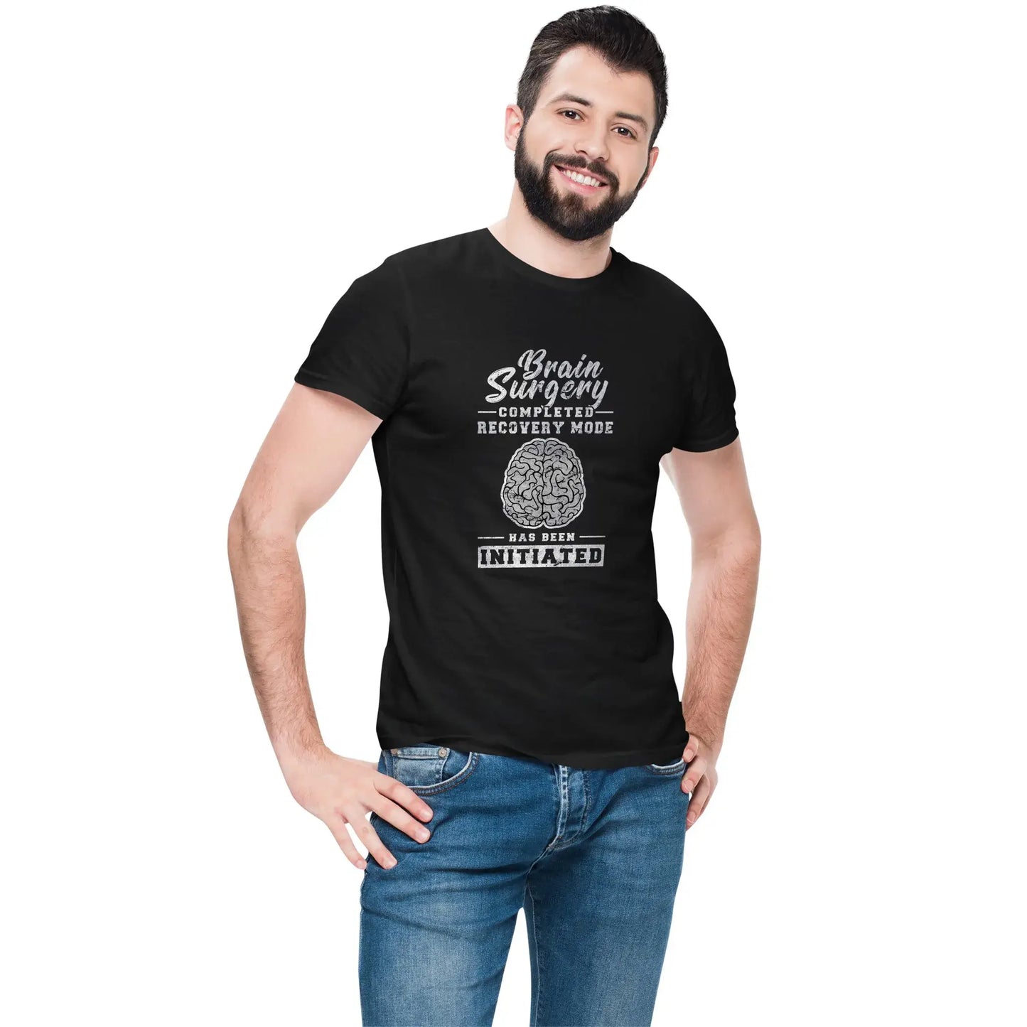 Men’s version of post-surgery shirt honoring healing and survival after brain surgery.