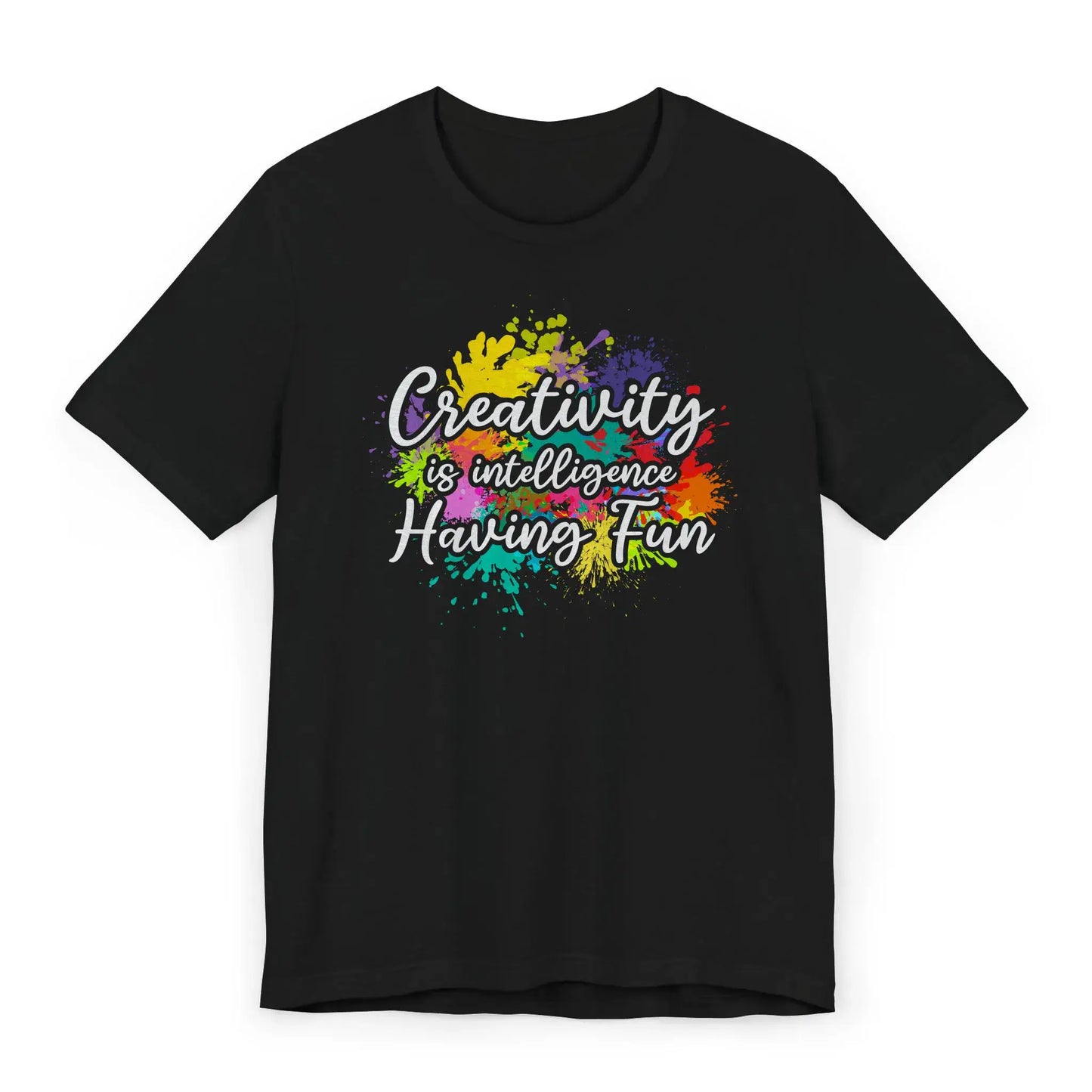 Flatlay of Creativity Is Intelligence Having Fun shirt for artists