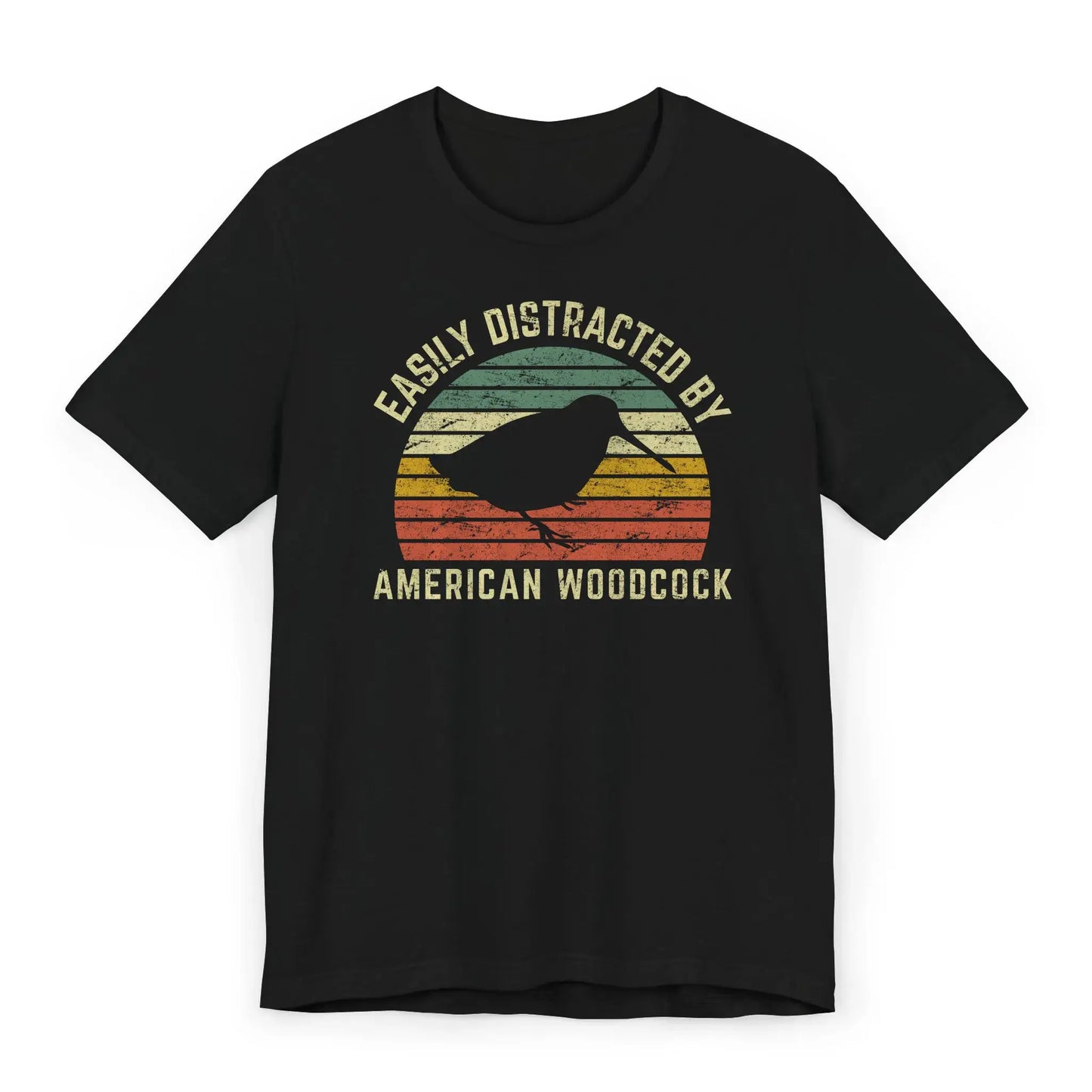 Flatlay of funny woodcock birding shirt