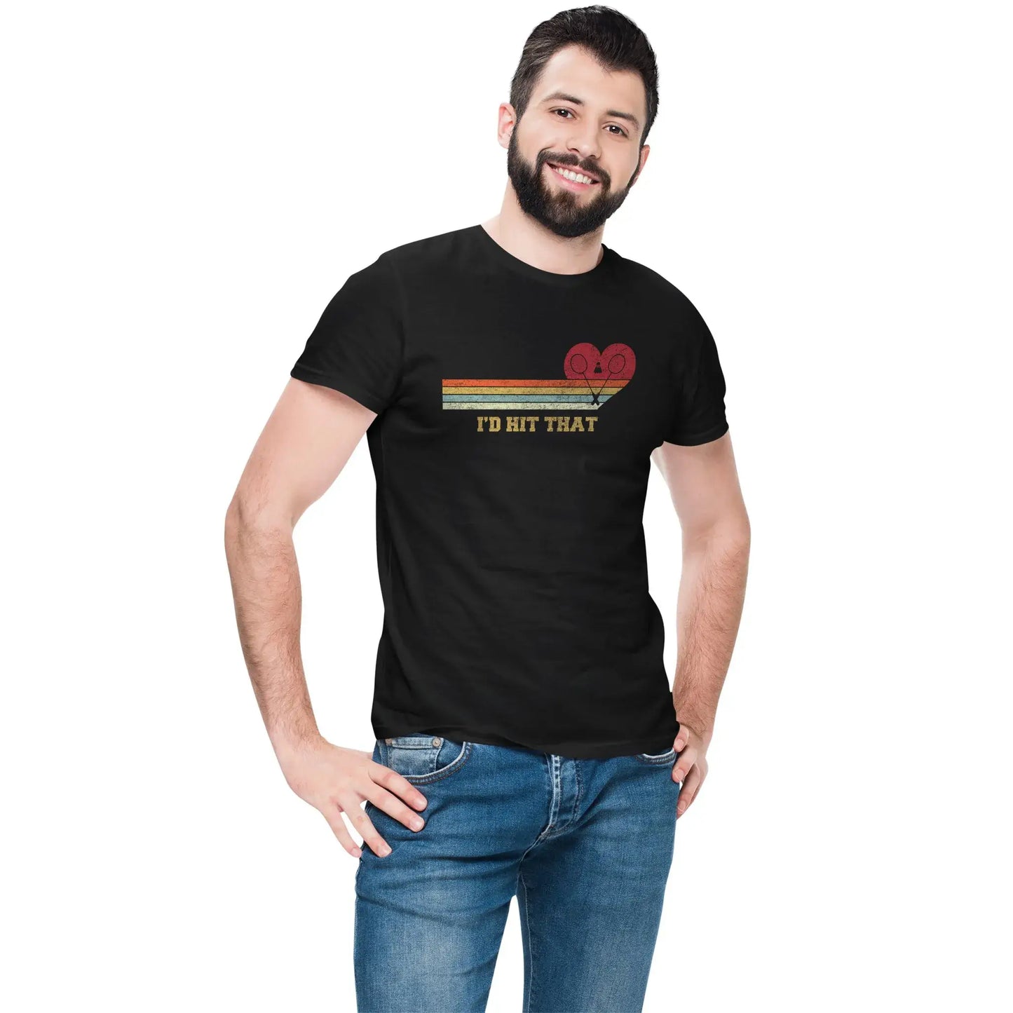 Men’s funny badminton tee with playful quote and retro match-ready design