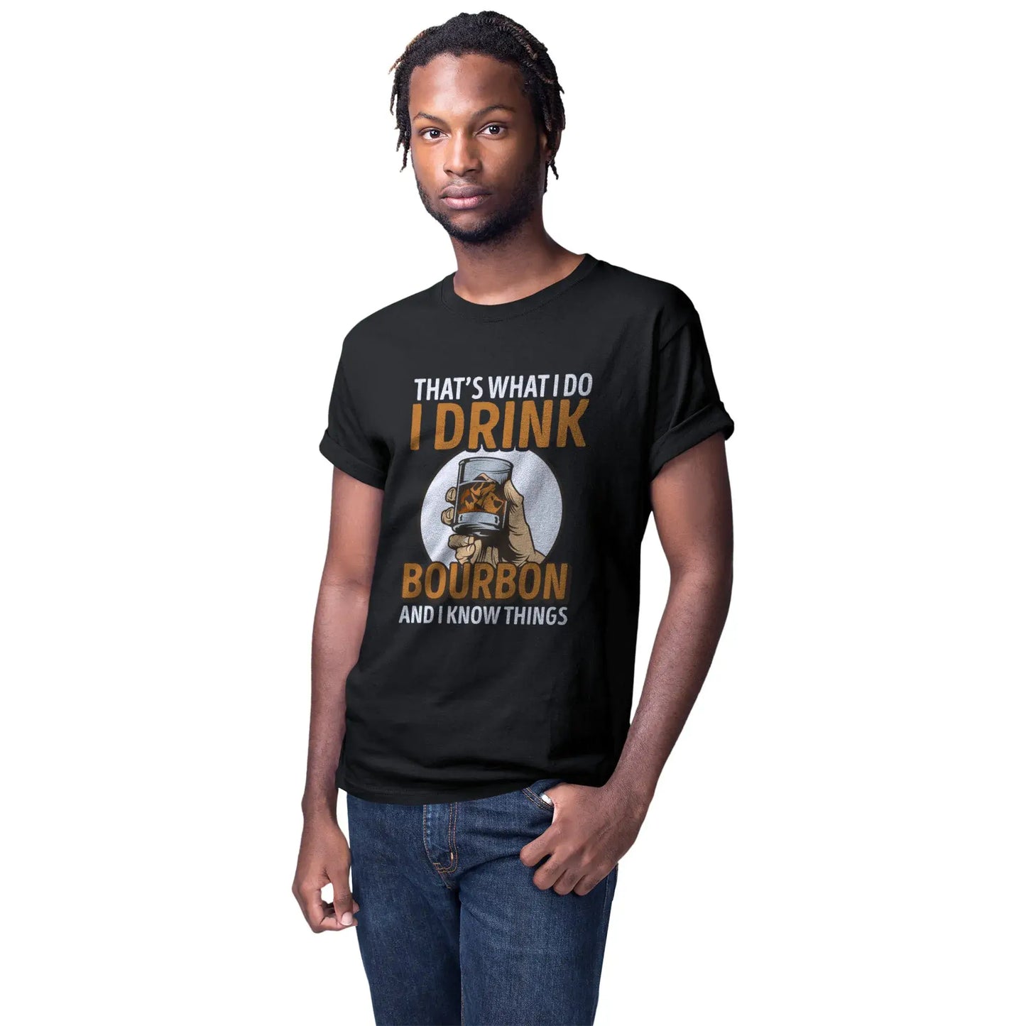 Second mockup of the witty bourbon lover shirt for men