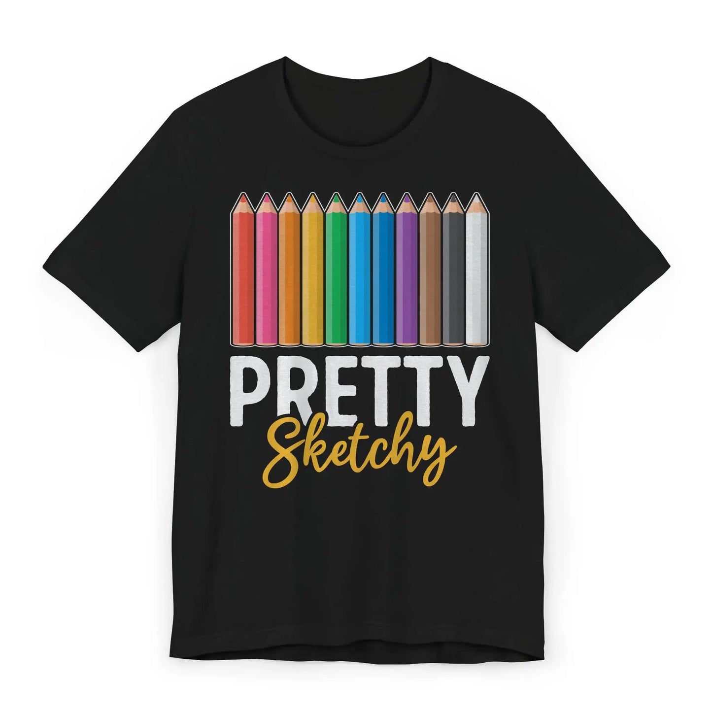 Flatlay of Pretty Sketchy shirt for drawing and sketch lovers