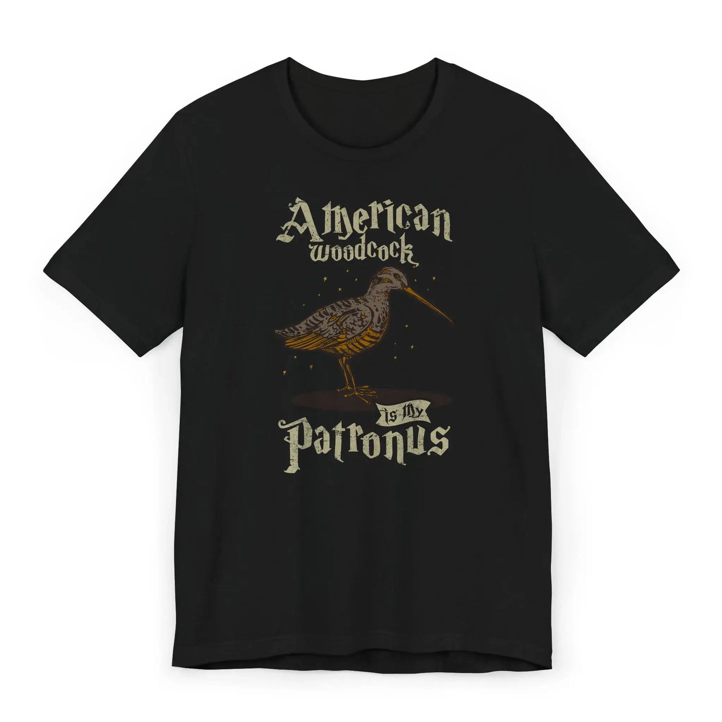 Flatlay of woodcock is my patronus shirt