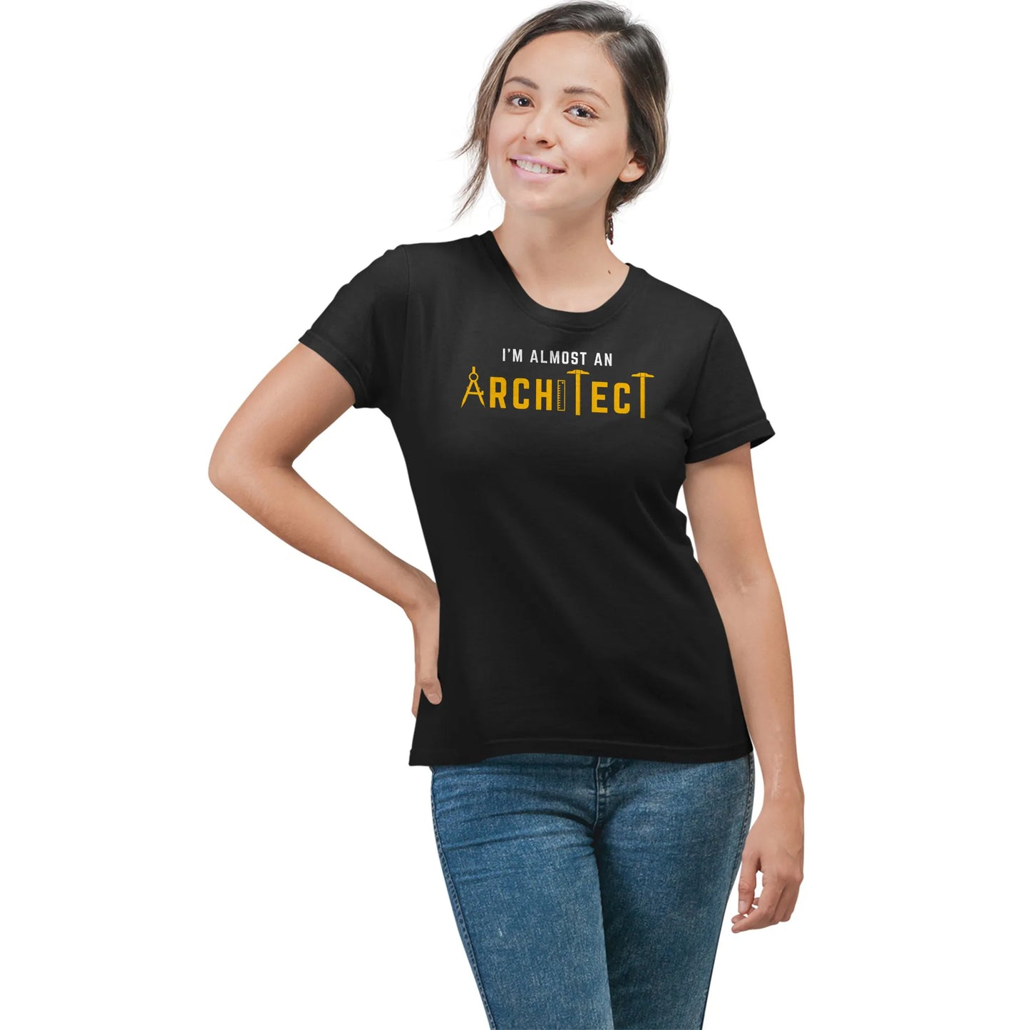 Woman in I’m Almost an Architect tee – fun gift for female architecture students