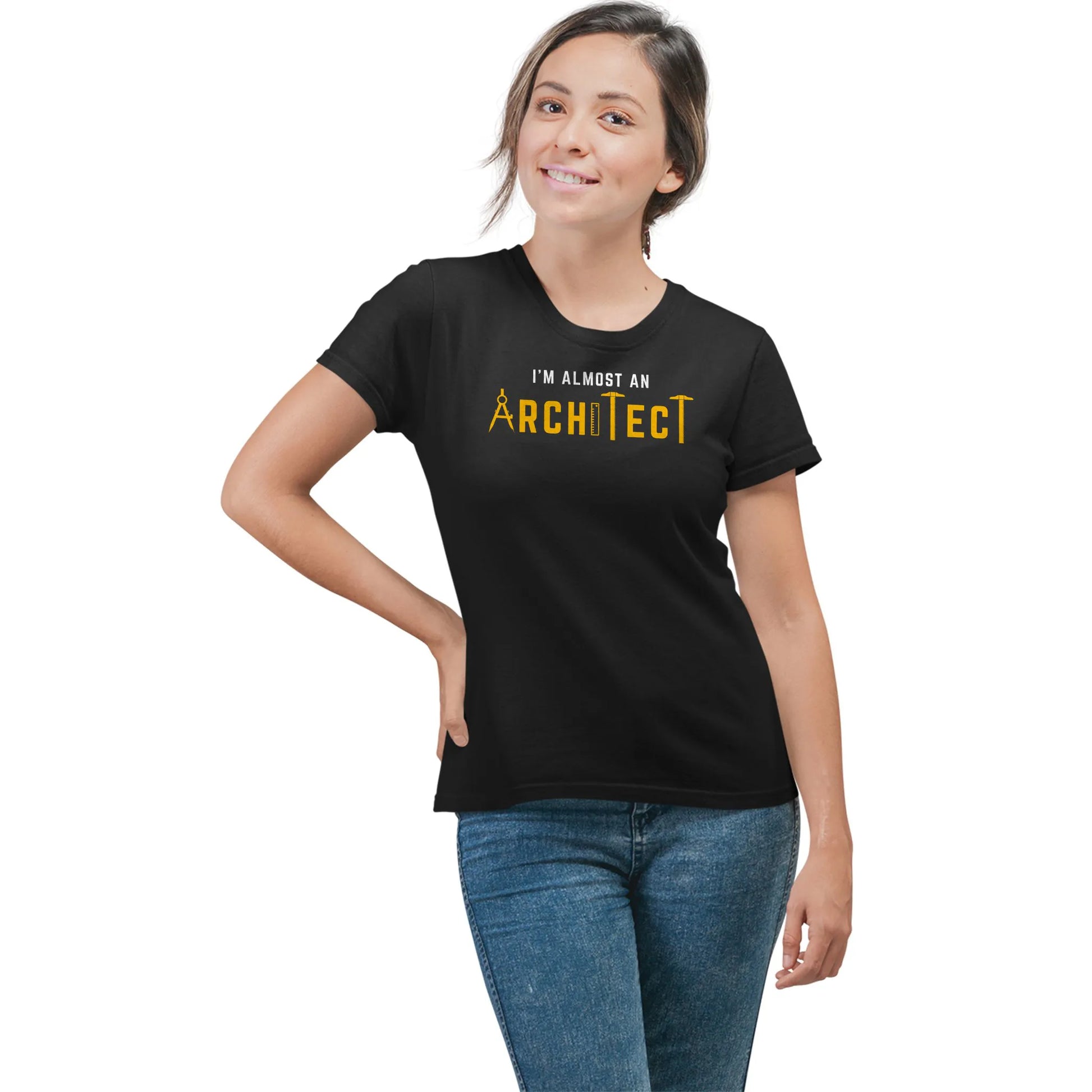 Woman in I’m Almost an Architect tee – fun gift for female architecture students