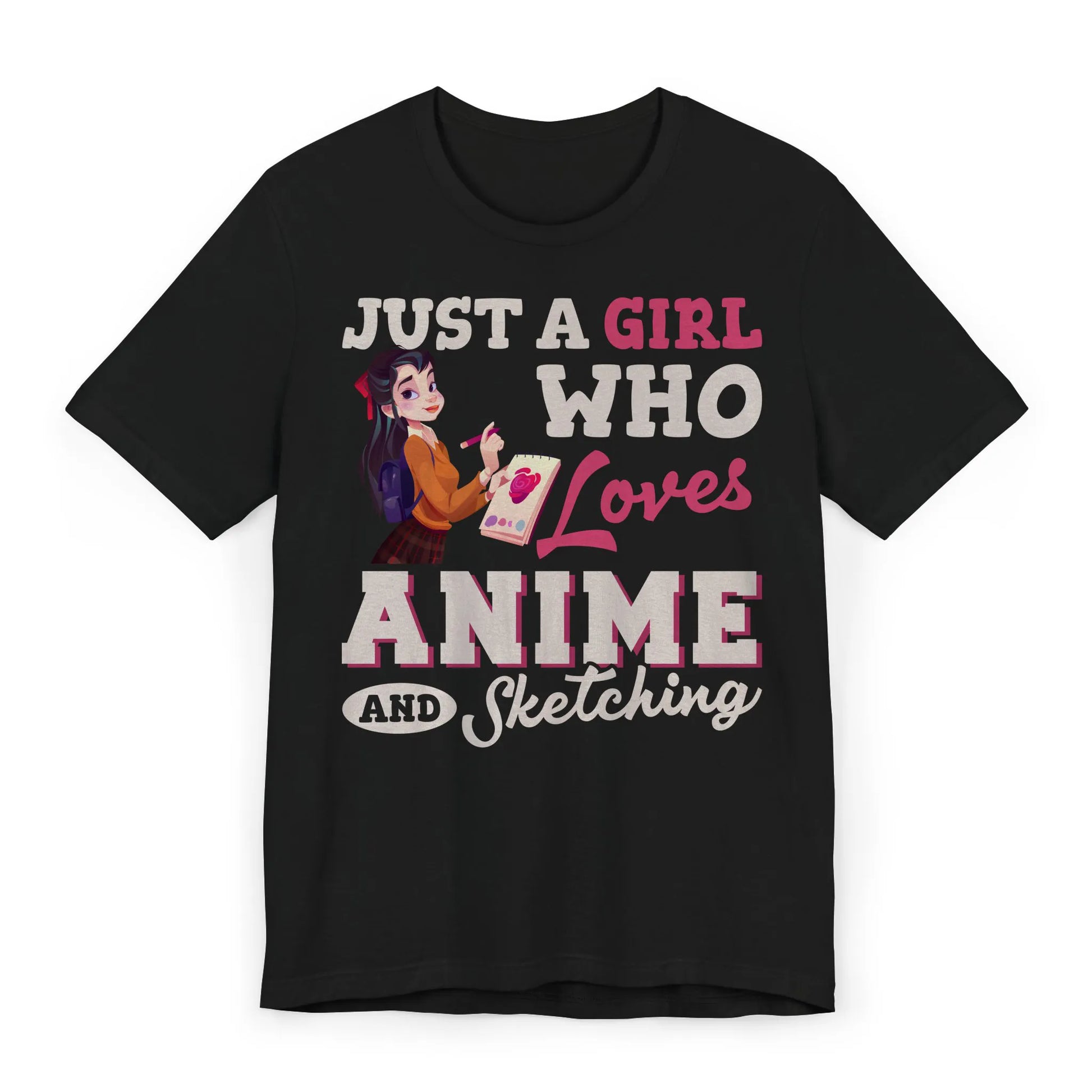 Flat anime sketching shirt for girls