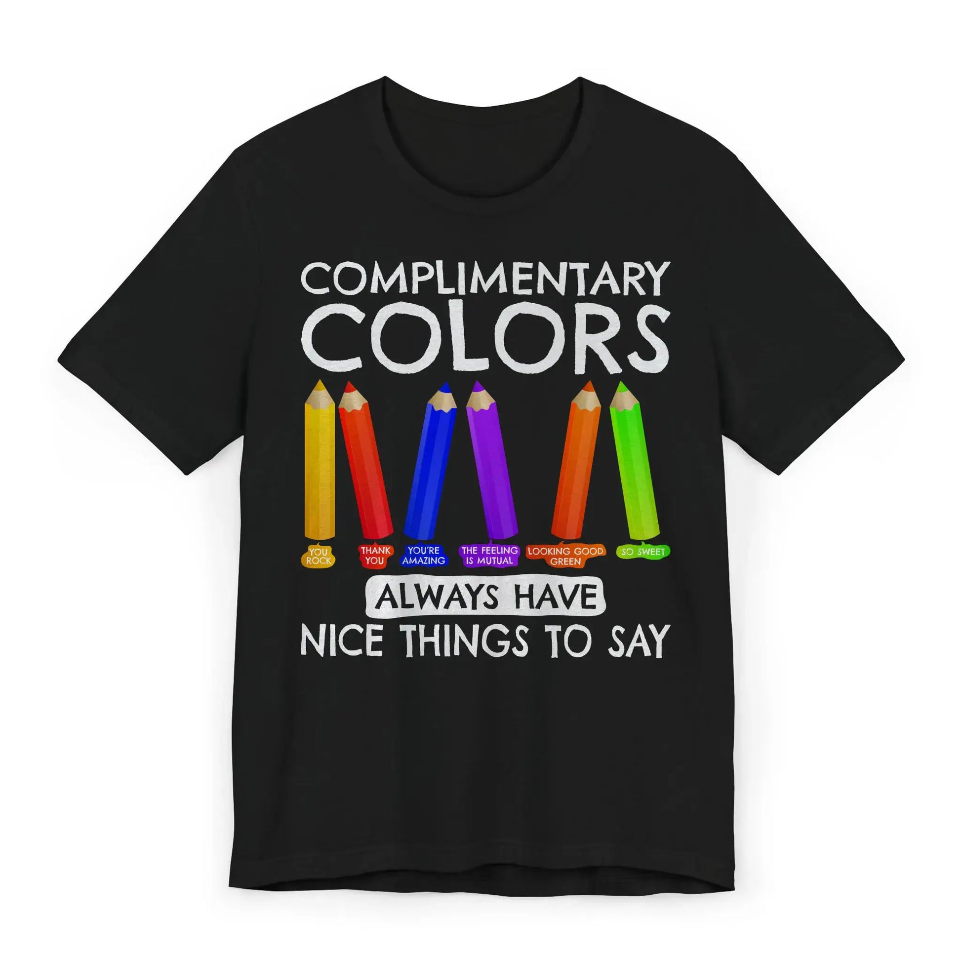 Flatlay of Complimentary Colors shirt for art teachers and creatives