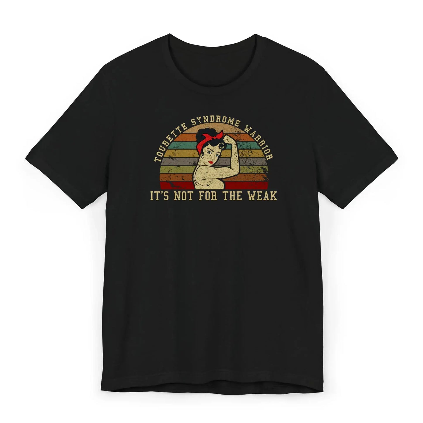 Flat lay of women's Tourette Syndrome Awareness Shirt featuring empowering vintage graphic.