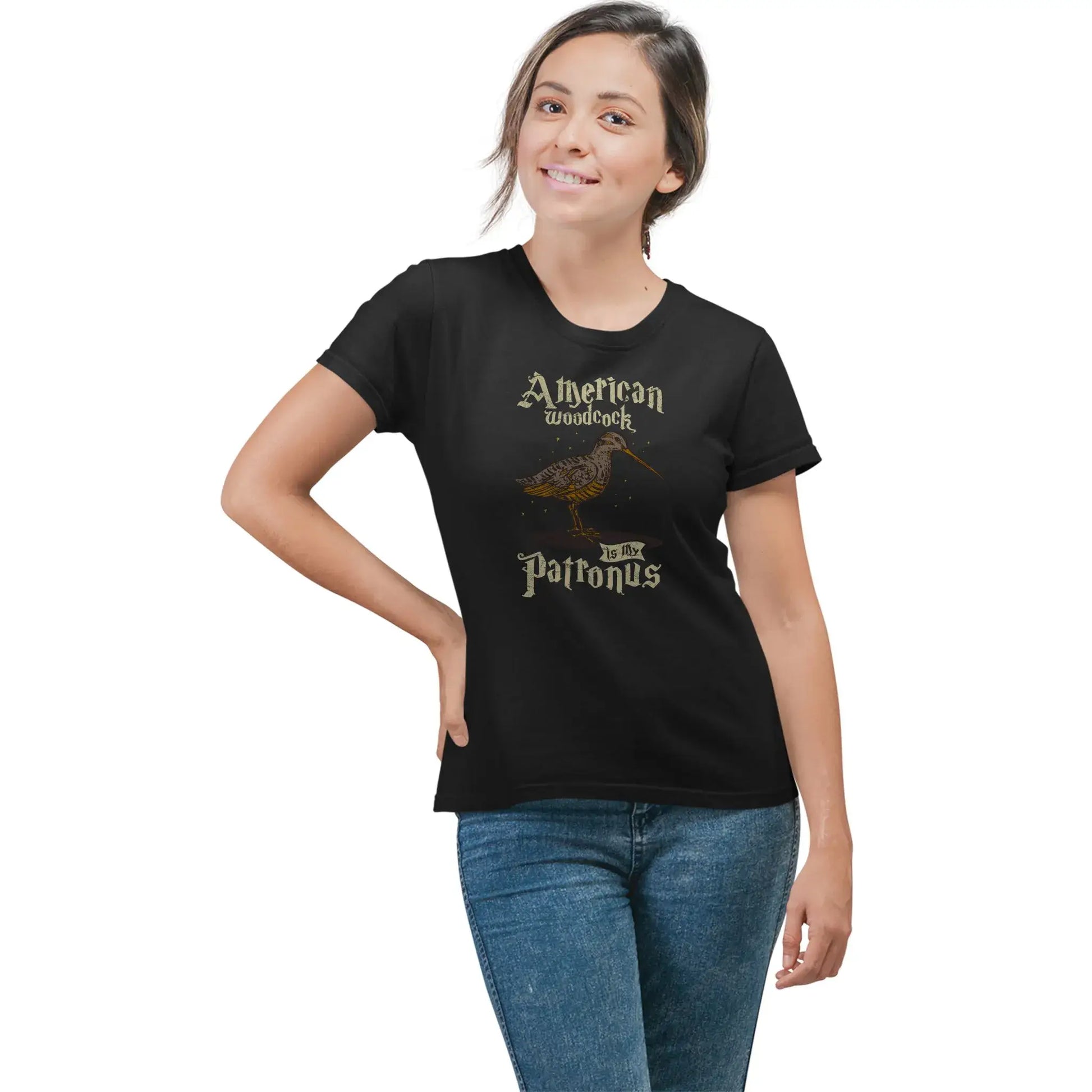 Girl in funny timberdoodle birding tee